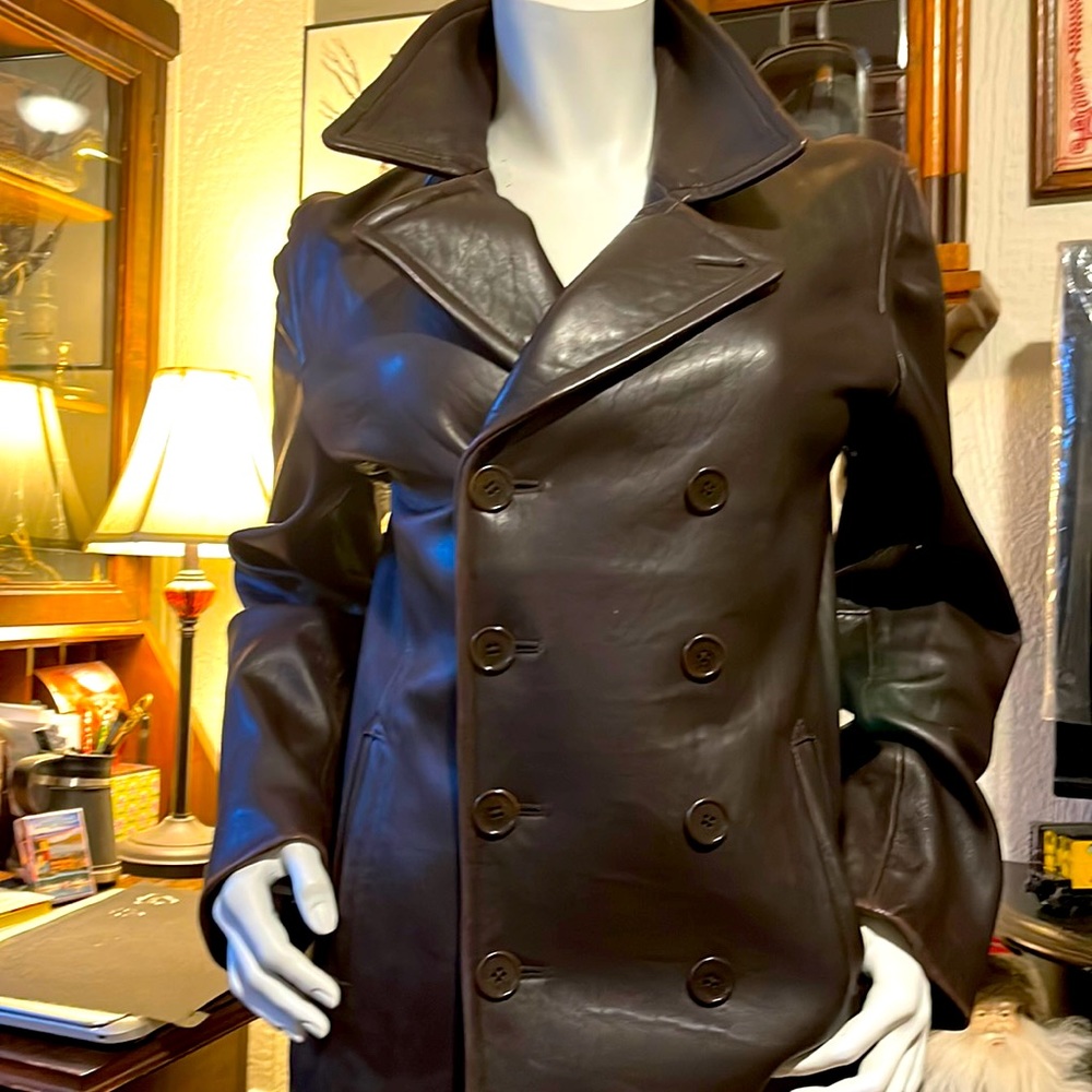 RALPH LAUREN/ Leather Pea Coat/L